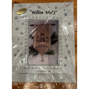 Snowman Willie Melt Cross Stitch Pattern Wall Hanging w Hanger Beads Nose